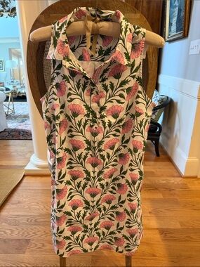 Vineyard Vines Sleeveless Dress Pink, Green and White, Lined and Loose Fitting